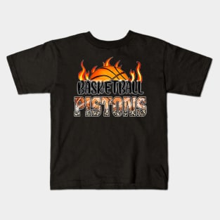 Classic Basketball Design Pistons Personalized Proud Name Kids T-Shirt